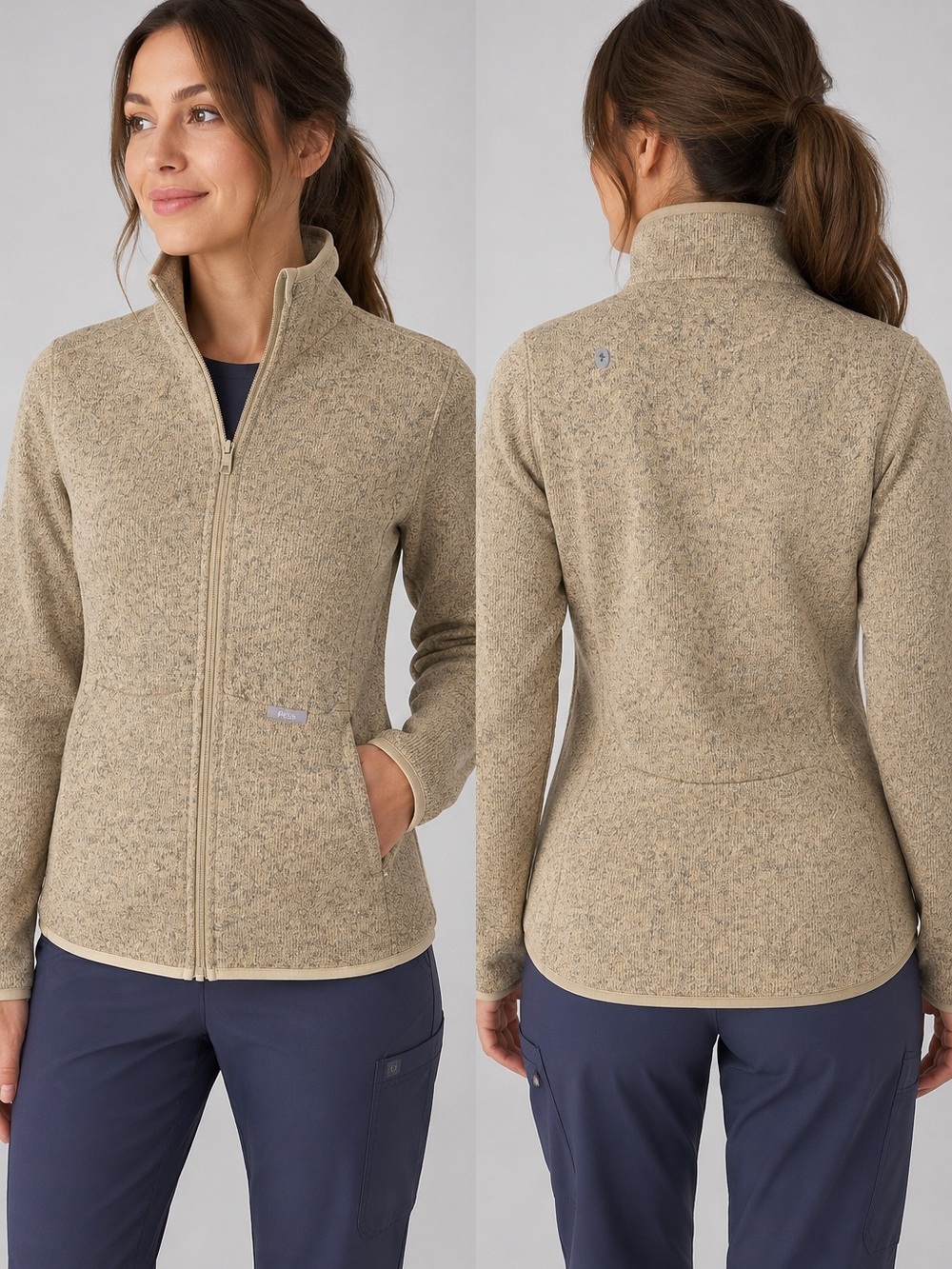 FIGS On-Shift Sweater Knit Jacket
Women's Small Beige Taupe Heather